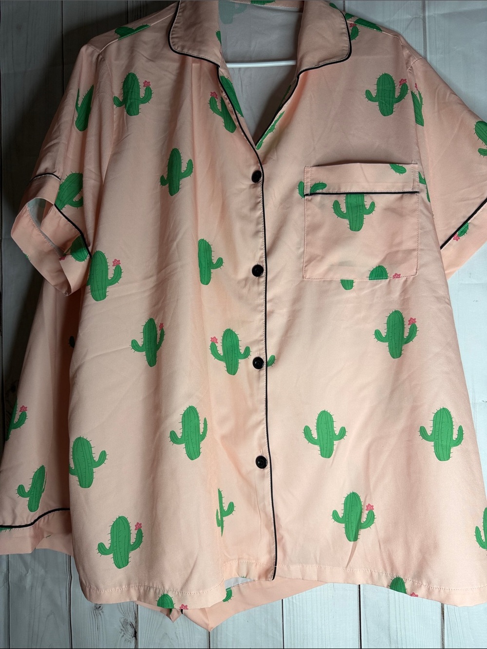 Womens silky 2pc Peach Cactus pajama top/shorts 2xl-1140